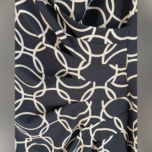 🔥🖤Connected Apparel size 6 black/tan faux wrap dress with cinched waist. NICE - Picture 5 of 7